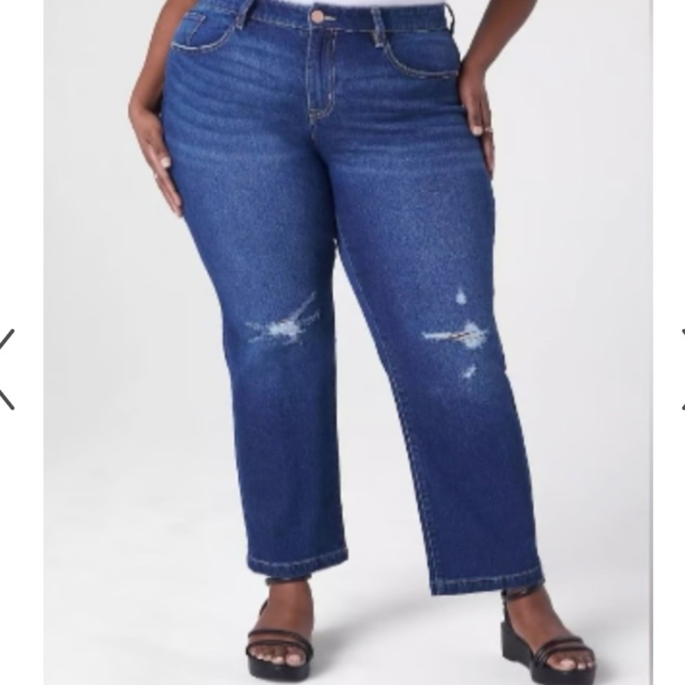 Lane Bryant Signature Fit Slim Straight Ankle Jean Slight Destruction - NWTs.